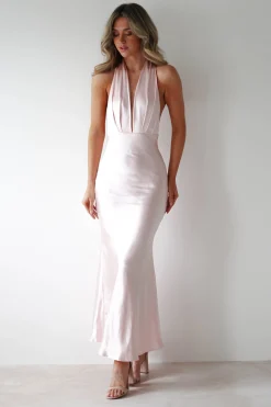 Online Kaylah Soft Satin Maxi Dress | Pearl Pink Lange Kleider|Maxikleider
