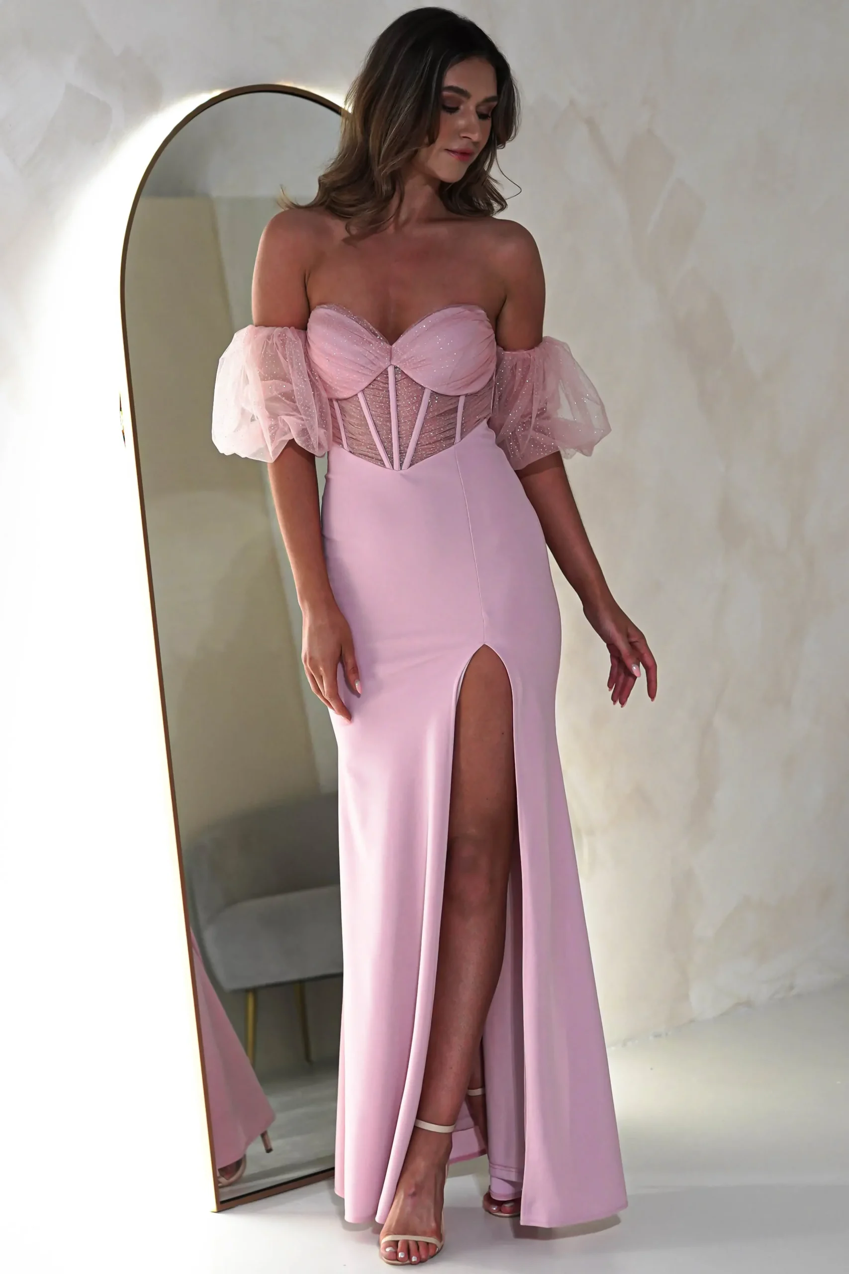 Outlet Kenna Balloon Sleeve Gown | Pink Kleider Für Besondere Anlässe|Sommerkleider