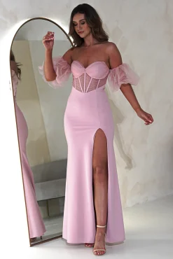 Outlet Kenna Balloon Sleeve Gown | Pink Kleider Für Besondere Anlässe|Sommerkleider
