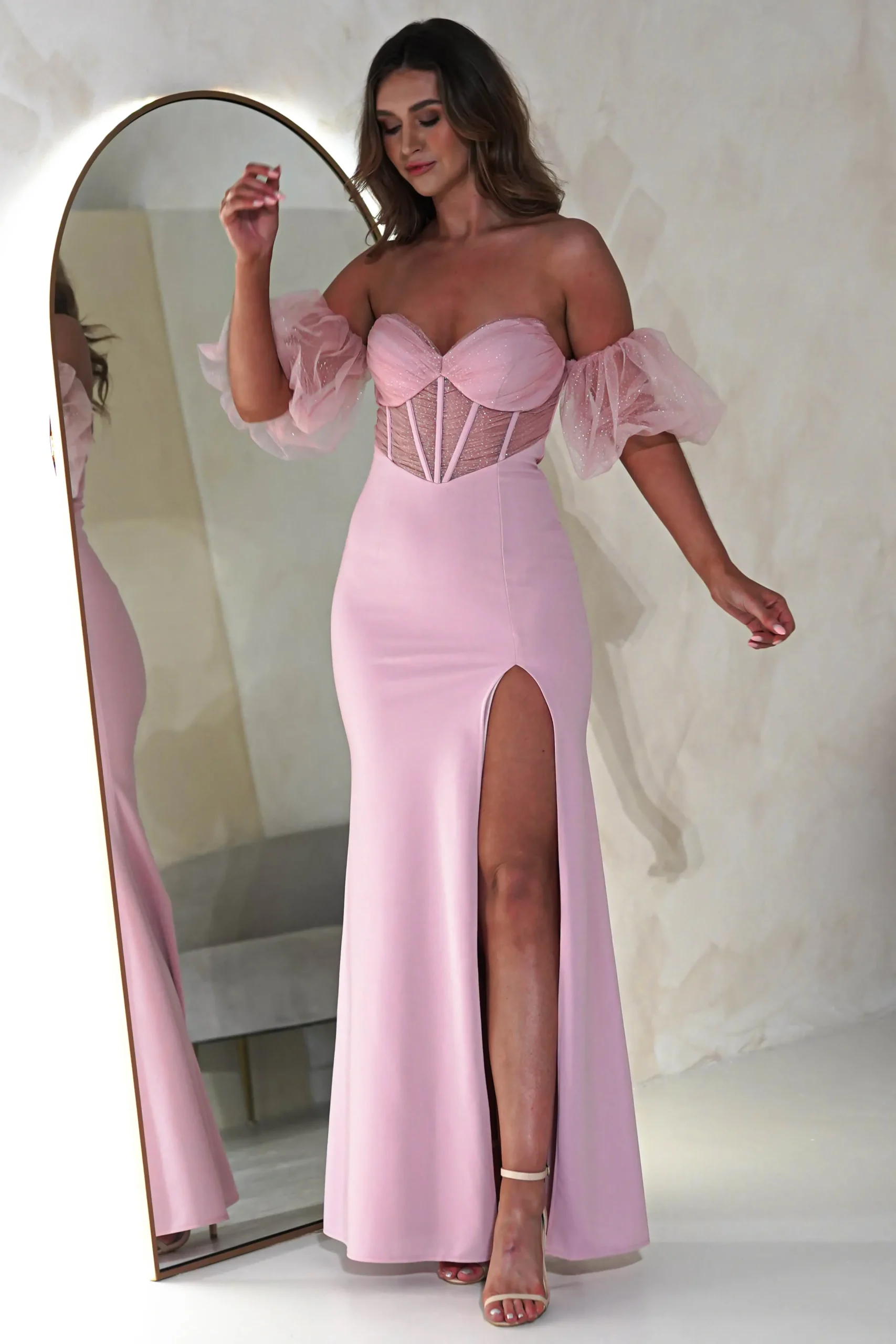 Outlet Kenna Balloon Sleeve Gown | Pink Kleider Für Besondere Anlässe|Sommerkleider