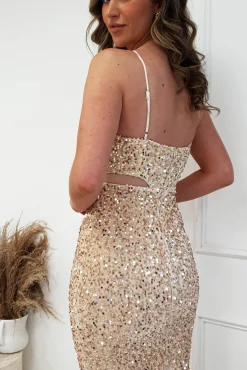 Hot Kennedy Sequin Bodycon Gown | Gold Sommerkleider|Sommerkleider