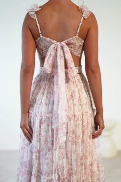 Clearance Khristina Floral Tulle Maxi Dress | Cream Lange Kleider|Maxikleider
