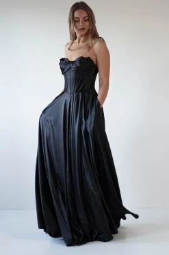 Outlet Kristi Strapless A Line Gown | Black Sommerkleider|Sommerkleider