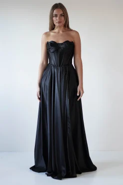 Outlet Kristi Strapless A Line Gown | Black Sommerkleider|Sommerkleider