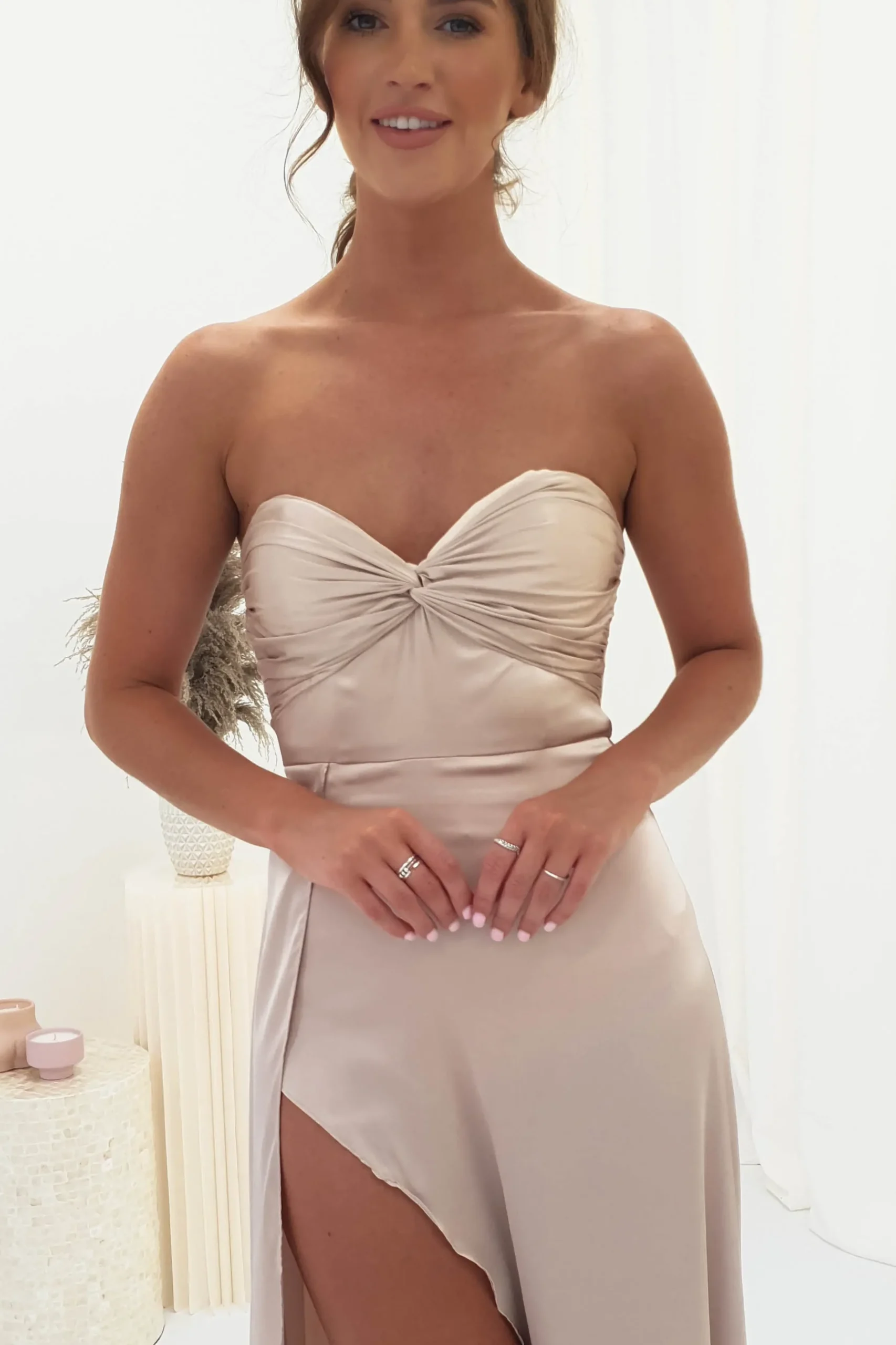 Discount Krysta Soft Satin Long Strapless Gown | Champagne Lange Kleider|Maxikleider