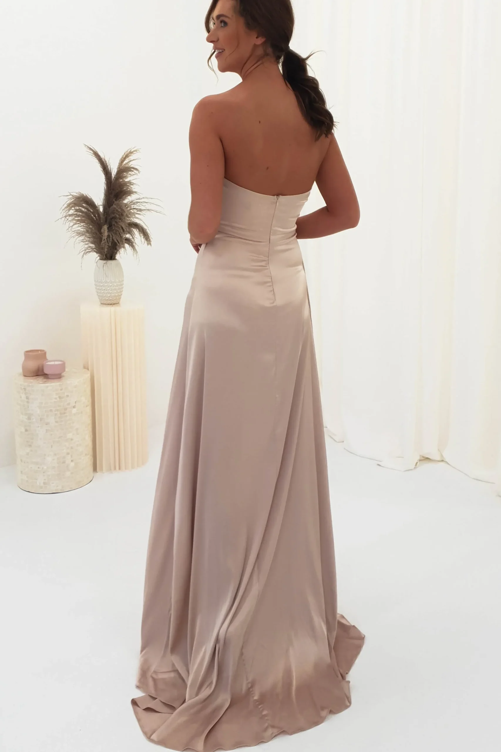Discount Krysta Soft Satin Long Strapless Gown | Champagne Lange Kleider|Maxikleider