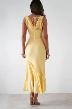 Sale Lauretta Ruffle Chiffon Maxi Dress | Yellow Lange Kleider|Maxikleider