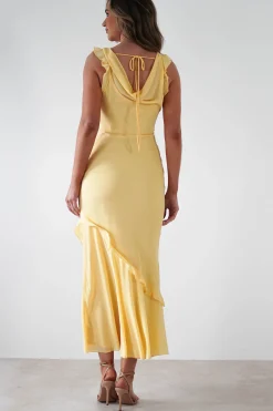 Sale Lauretta Ruffle Chiffon Maxi Dress | Yellow Lange Kleider|Maxikleider