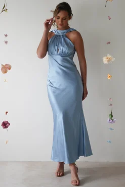 Hot Lauryn Halter Neck Maxi Dress | Light Blue Lange Kleider|Maxikleider