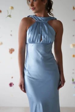 Hot Lauryn Halter Neck Maxi Dress | Light Blue Lange Kleider|Maxikleider
