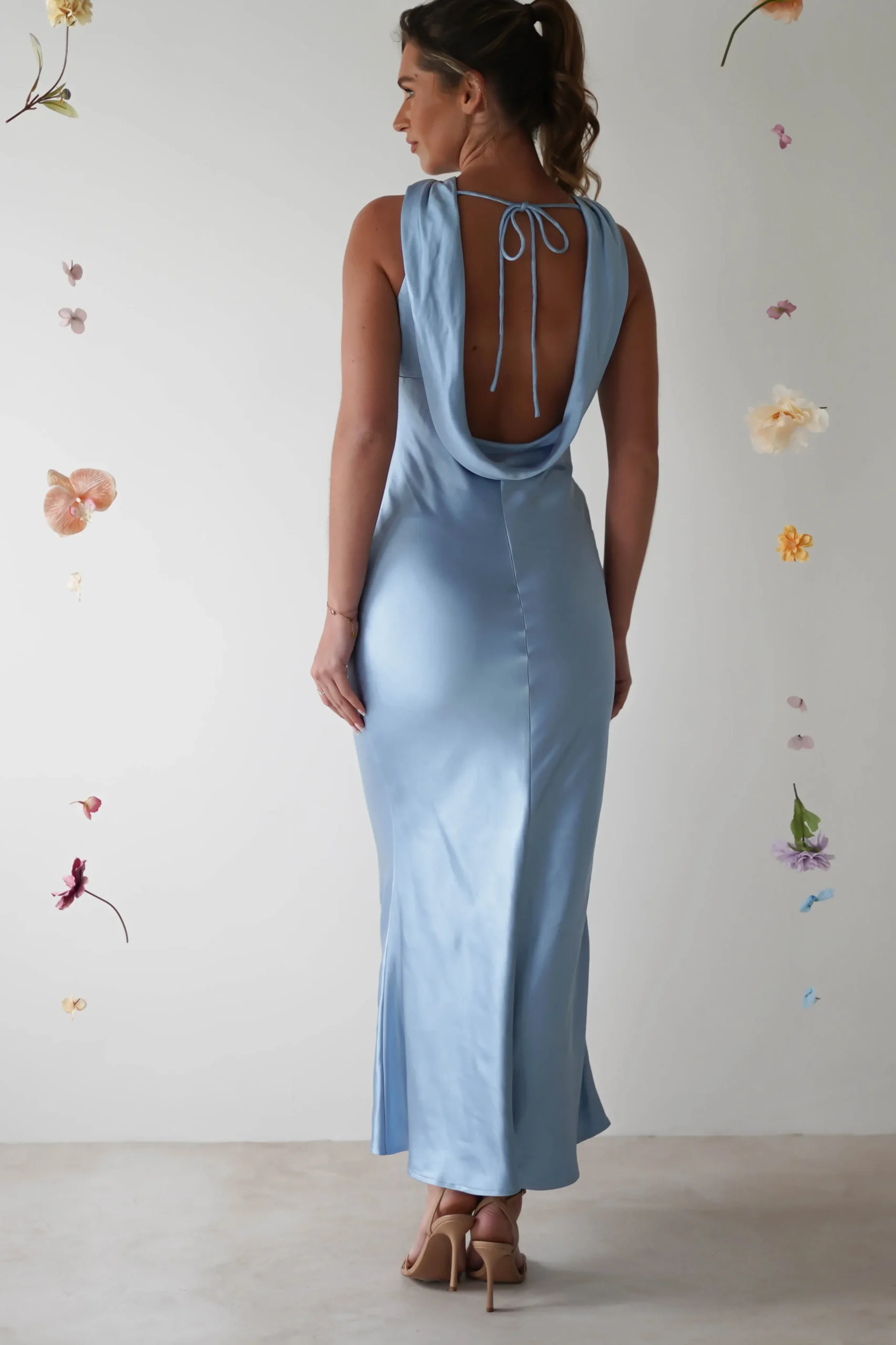 Hot Lauryn Halter Neck Maxi Dress | Light Blue Lange Kleider|Maxikleider