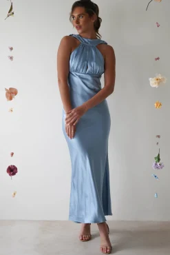 Hot Lauryn Halter Neck Maxi Dress | Light Blue Lange Kleider|Maxikleider