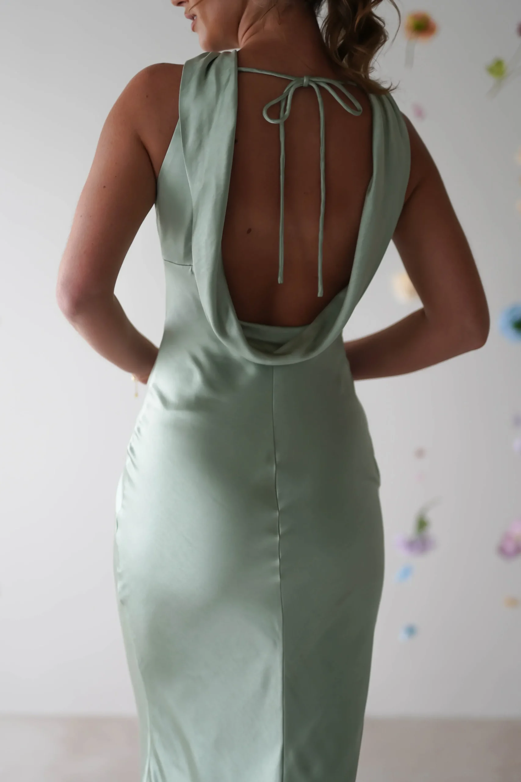 Hot Lauryn Halter Neck Maxi Dress | Sage Mittellange Kleider|Midi-kleider