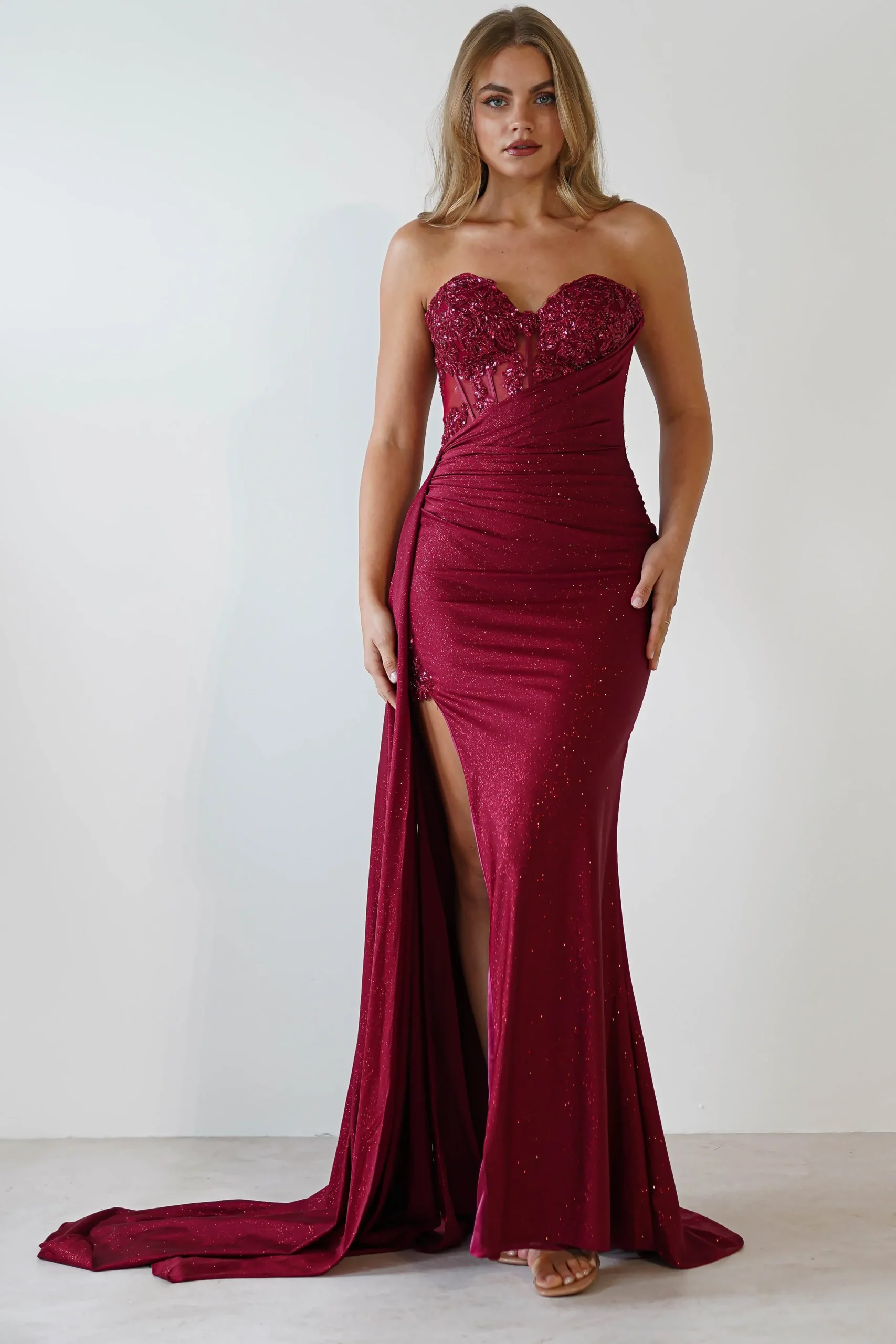Fashion Lavelle Glitter Bodycon Gown | Burgundy Kleider Für Besondere Anlässe|Sommerkleider