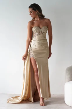 Best Lavelle Glitter Bodycon Gown | Gold Kleider Für Besondere Anlässe|Sommerkleider
