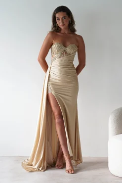 Best Lavelle Glitter Bodycon Gown | Gold Kleider Für Besondere Anlässe|Sommerkleider