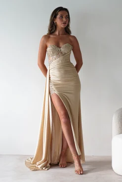 Best Lavelle Glitter Bodycon Gown | Gold Kleider Für Besondere Anlässe|Sommerkleider