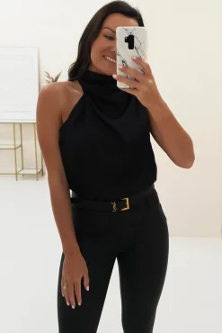 Fashion Layla Soft Satin Crop Top | Black Oberteile|Sommerkleider