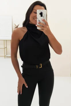 Fashion Layla Soft Satin Crop Top | Black Oberteile|Sommerkleider
