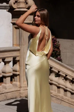 Online Leah Cowl Neckline Maxi Dress | Yellow Lange Kleider|Maxikleider