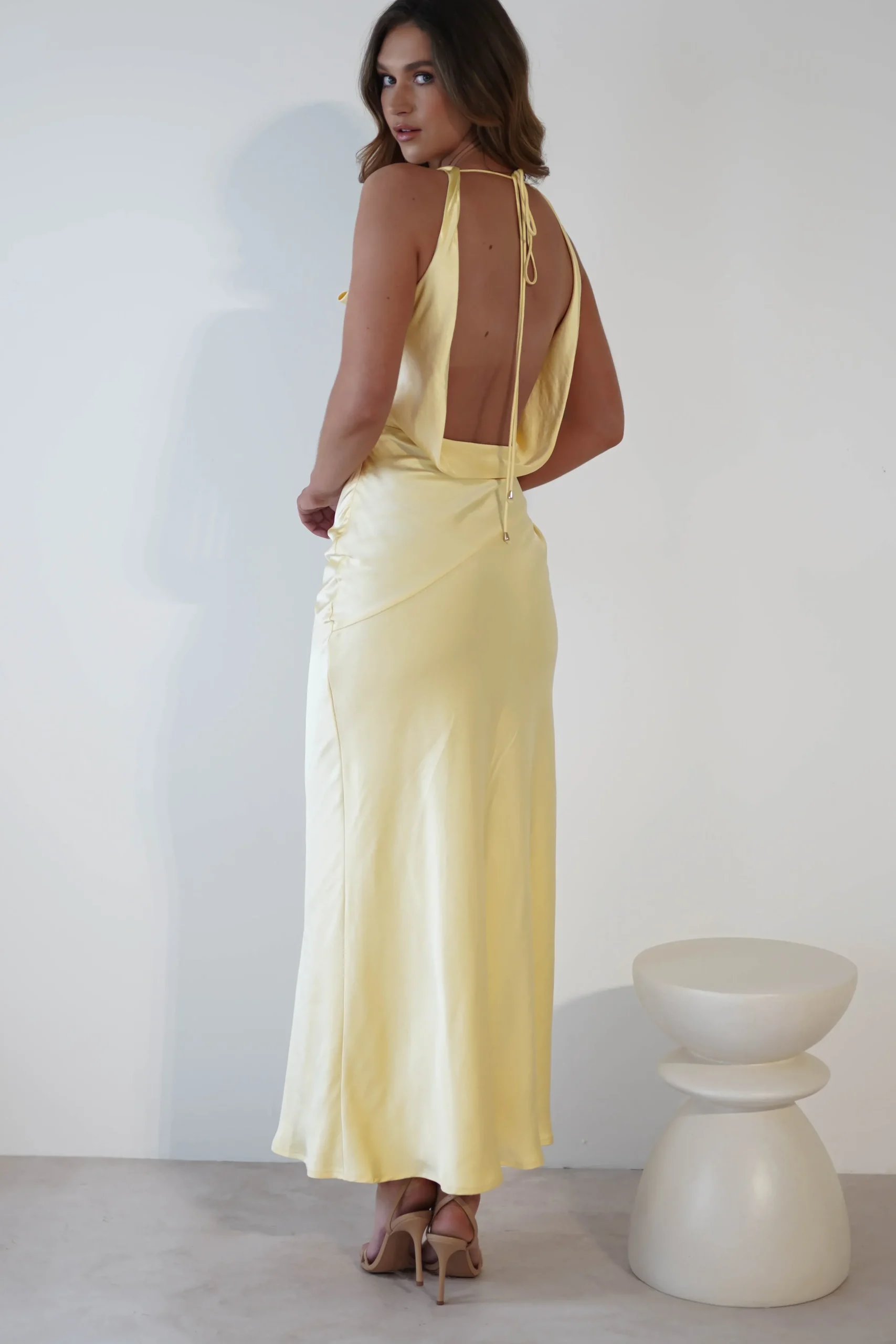 Online Leah Cowl Neckline Maxi Dress | Yellow Lange Kleider|Maxikleider