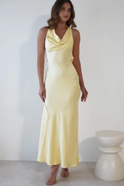 Online Leah Cowl Neckline Maxi Dress | Yellow Lange Kleider|Maxikleider