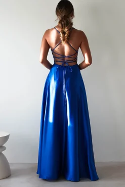 Fashion Leelie Silky Satin Maxi Gown | Royal Blue Lange Kleider|Maxikleider