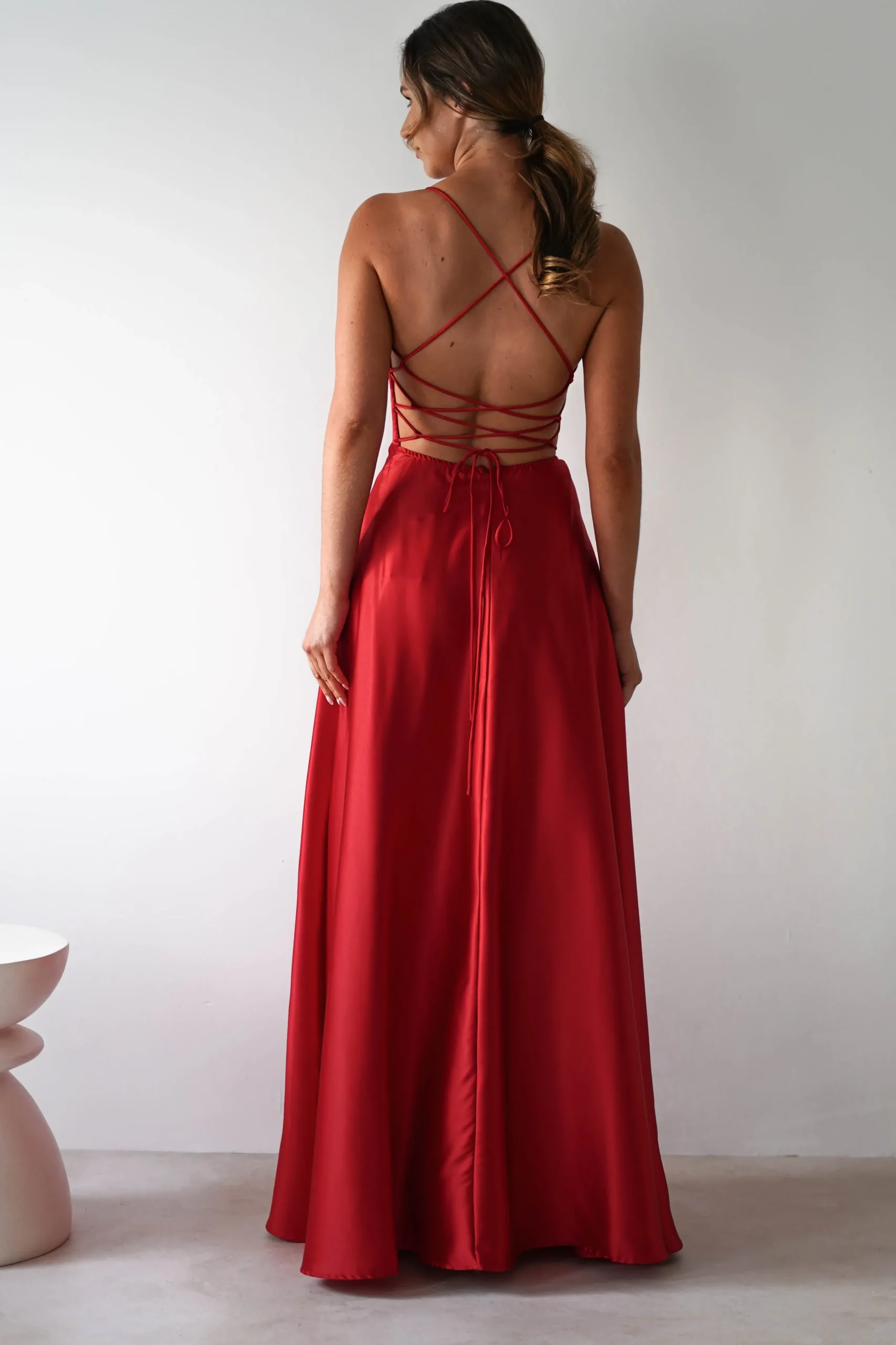 Outlet Leelie Silky Satin Maxi Gown | Red Lange Kleider|Maxikleider