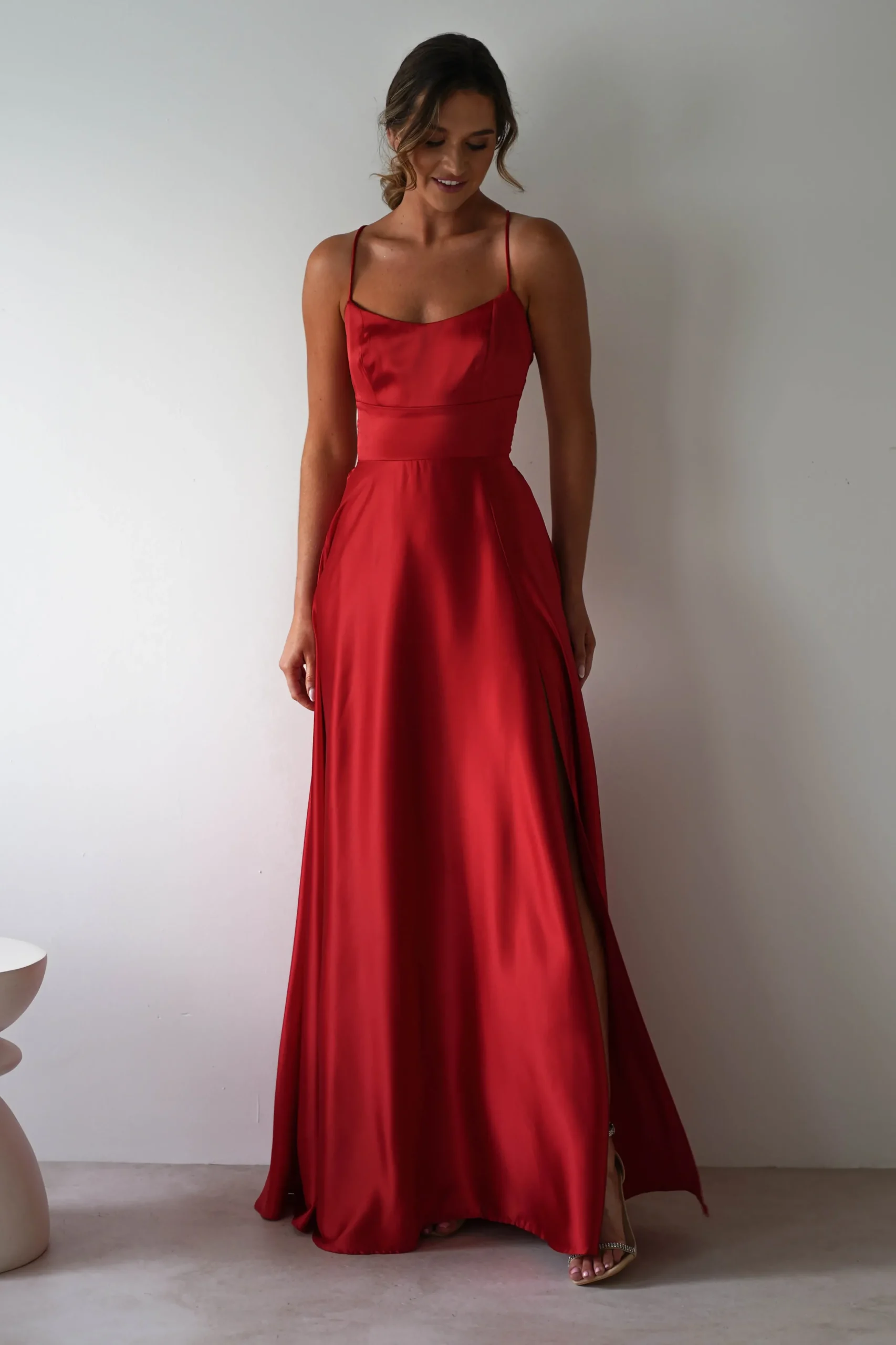 Outlet Leelie Silky Satin Maxi Gown | Red Lange Kleider|Maxikleider