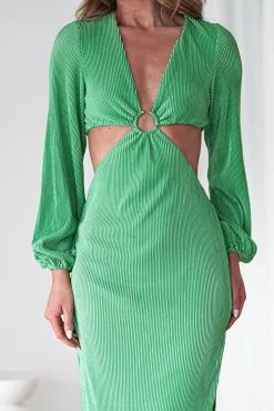 Clearance Lennon Ribbed Cut Out Maxi Dress| Green Kleider Für Besondere Anlässe|Lange Kleider