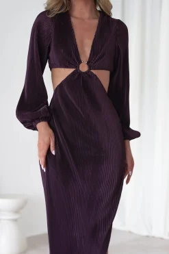 Sale Lennon Ribbed Cut Out Maxi Dress| Dark Purple Lange Kleider|Maxikleider
