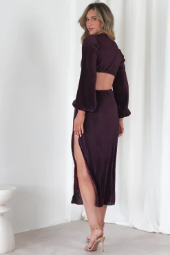 Sale Lennon Ribbed Cut Out Maxi Dress| Dark Purple Lange Kleider|Maxikleider