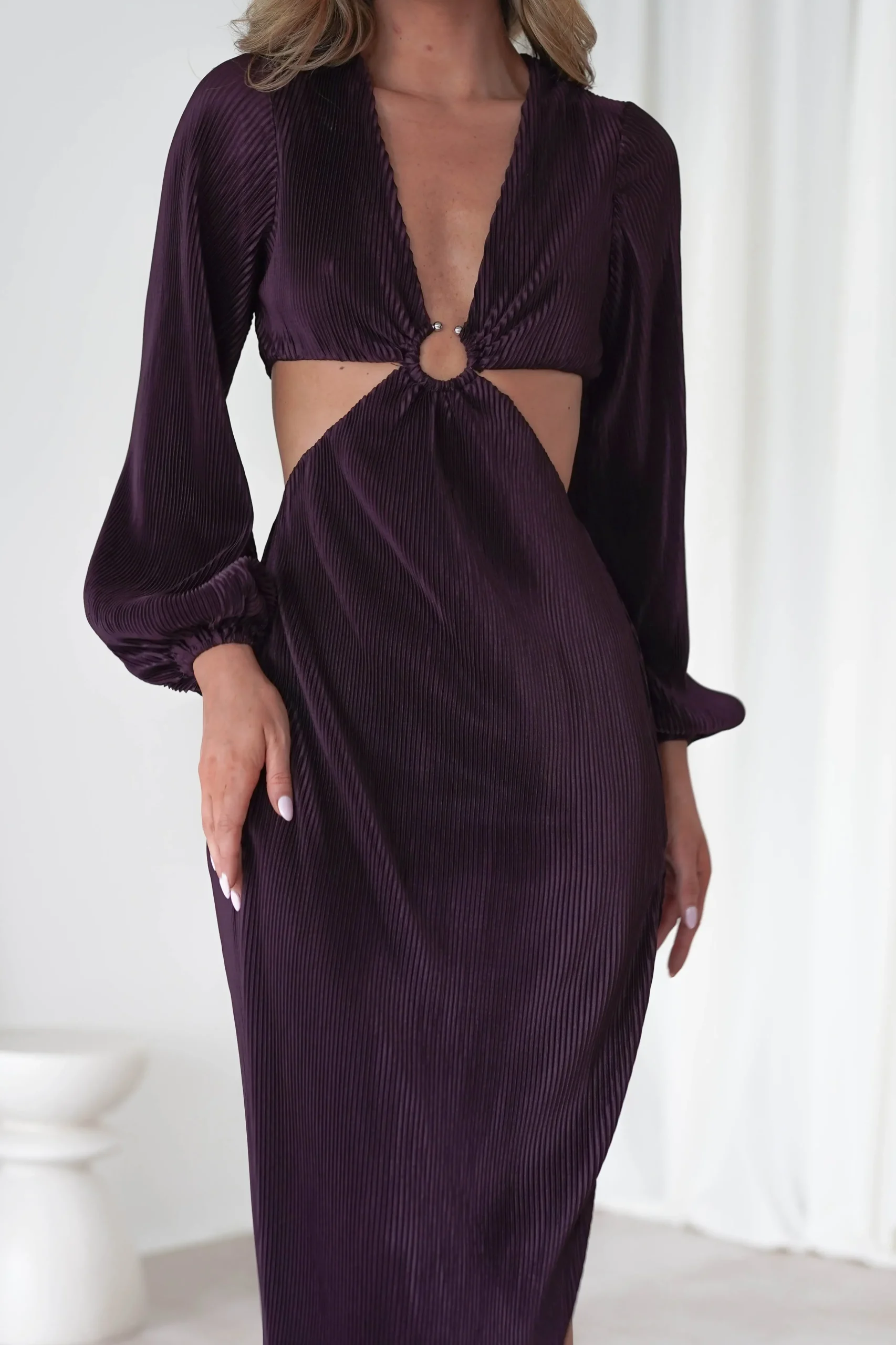Sale Lennon Ribbed Cut Out Maxi Dress| Dark Purple Lange Kleider|Maxikleider