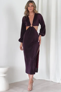 Sale Lennon Ribbed Cut Out Maxi Dress| Dark Purple Lange Kleider|Maxikleider