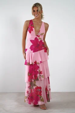 New Lenora Floral Print Maxi Dress | Pink Lange Kleider|Maxikleider