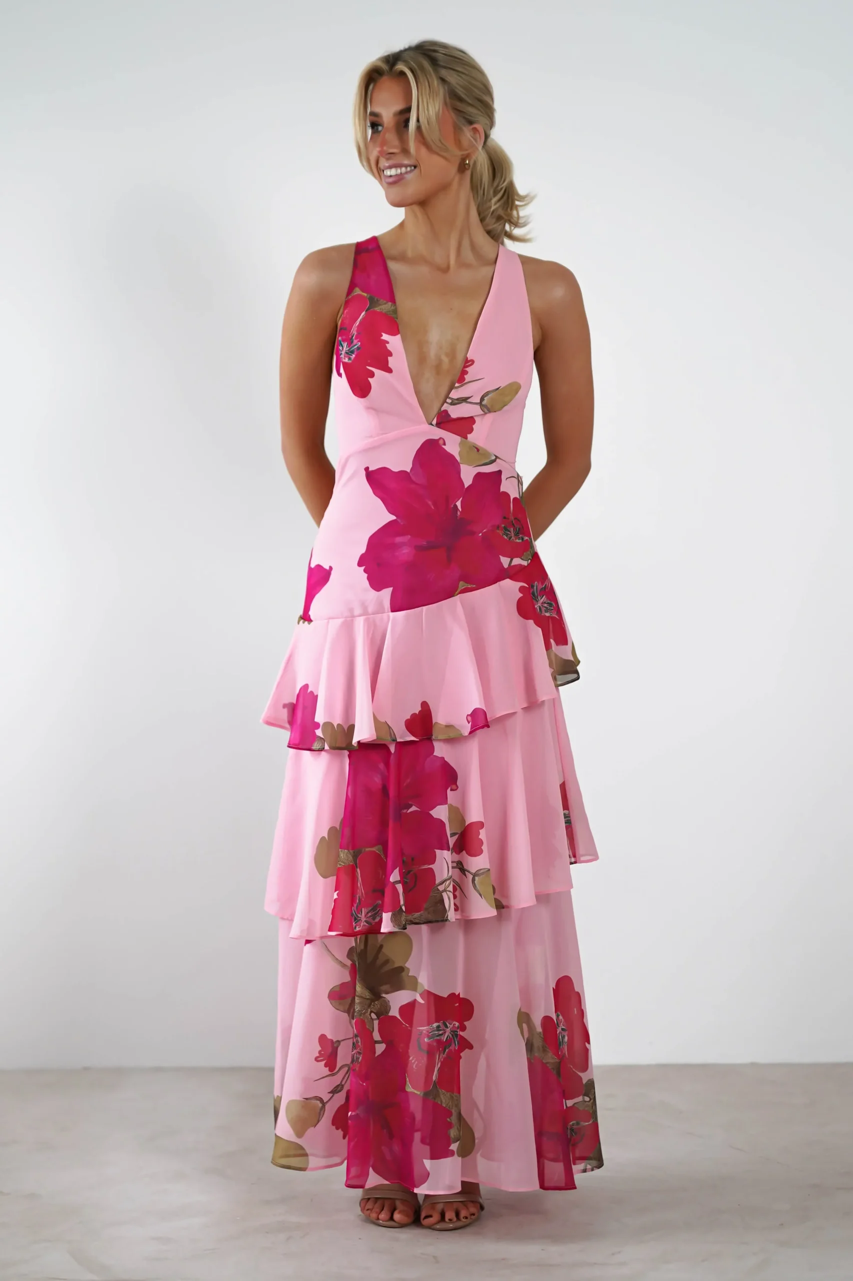 New Lenora Floral Print Maxi Dress | Pink Lange Kleider|Maxikleider