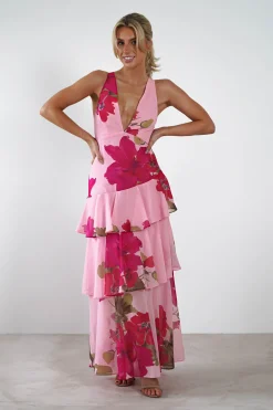 New Lenora Floral Print Maxi Dress | Pink Lange Kleider|Maxikleider