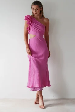Online Logen Ruffle Sleeve Midaxi | Pink Lange Kleider|Maxikleider