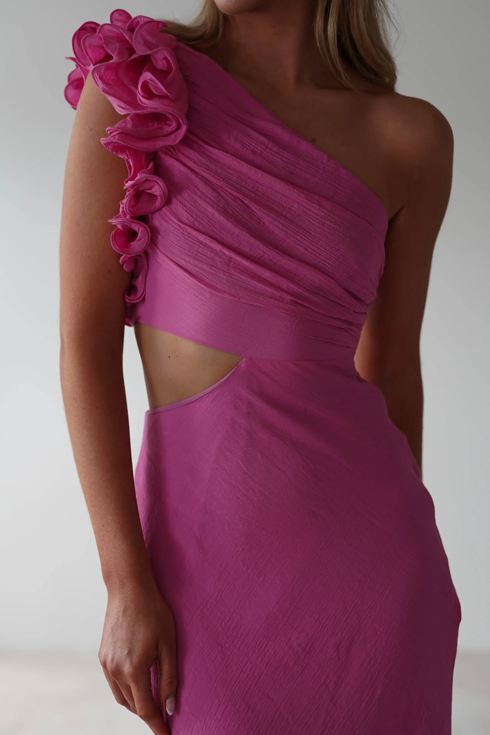 Online Logen Ruffle Sleeve Midaxi | Pink Lange Kleider|Maxikleider