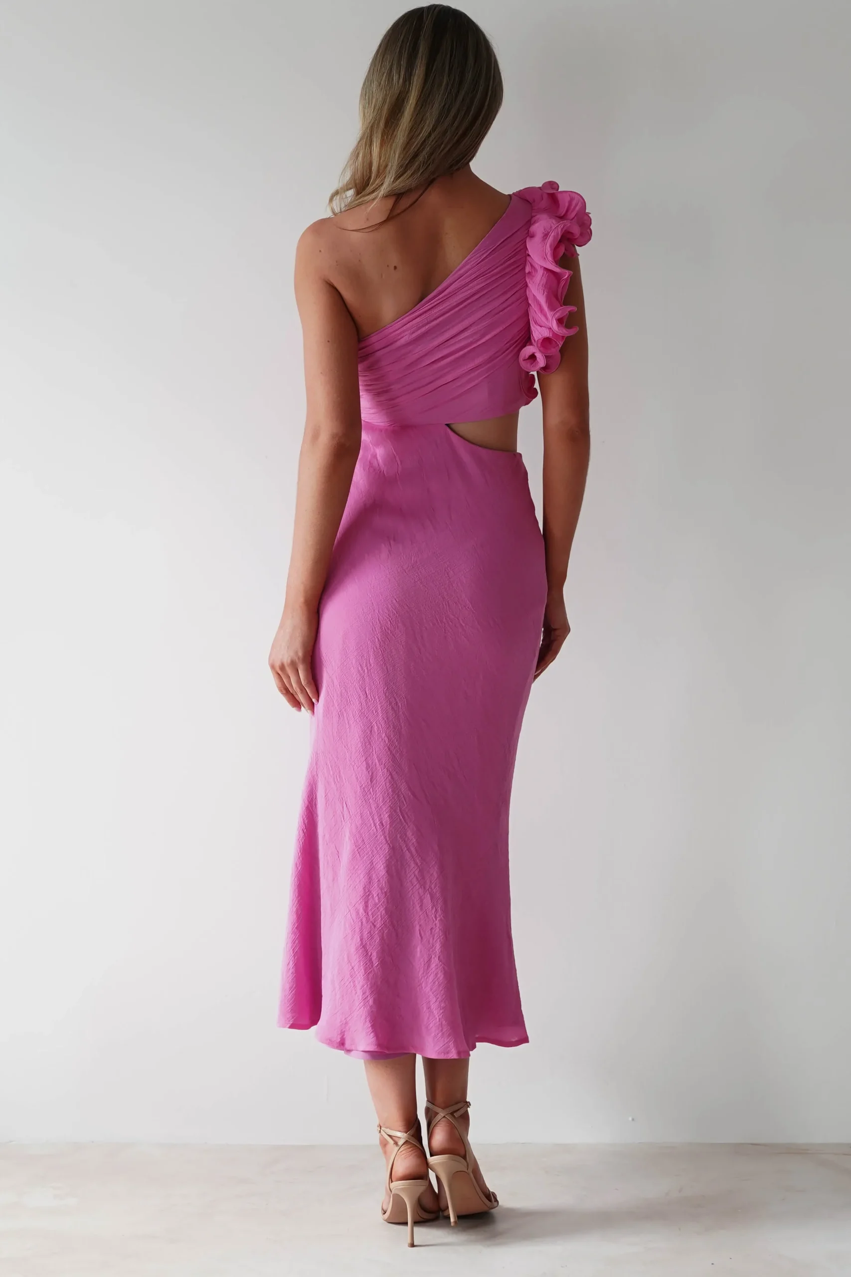 Online Logen Ruffle Sleeve Midaxi | Pink Lange Kleider|Maxikleider