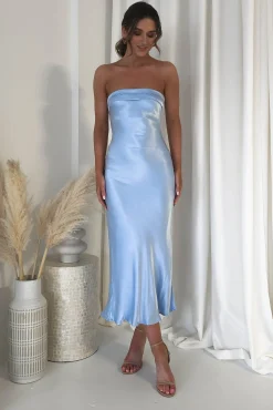 Discount Lucia Soft Satin Slip Midi Dress Blue Mittellange Kleider|Midi-kleider