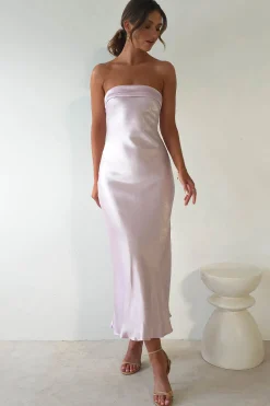 Clearance Lucia Soft Satin Slip Midi Dress | Pastel Pink Mittellange Kleider|Midi-kleider