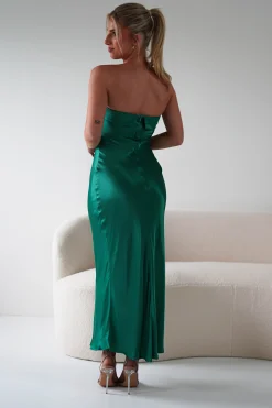 Sale Lucia Soft Satin Slip Midi Dress | Emerald Green Mittellange Kleider|Midi-kleider