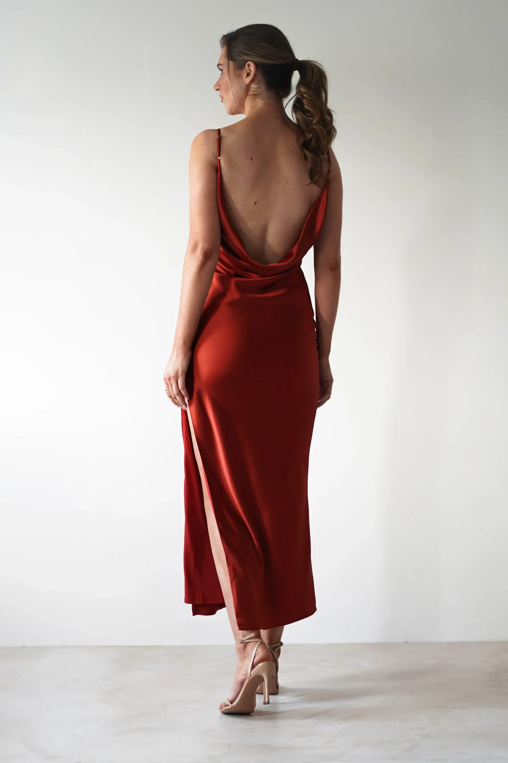 Best Luiza Low Back Satin Maxi Dress | Rust Lange Kleider|Maxikleider