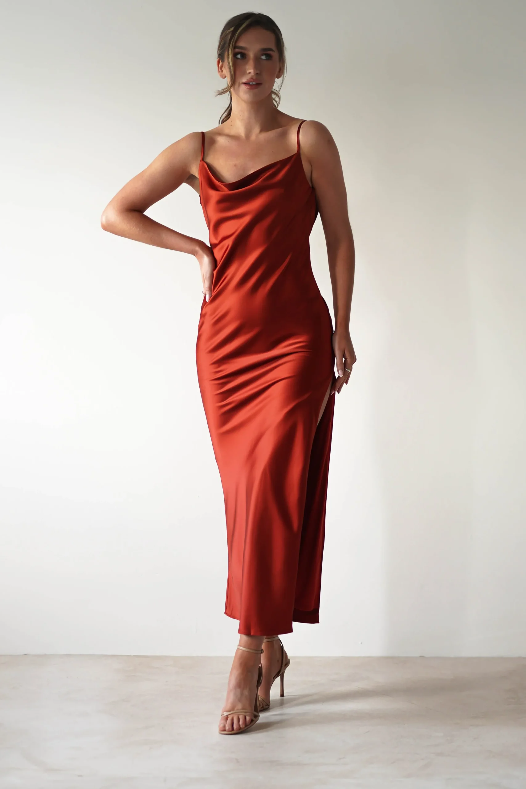 Best Luiza Low Back Satin Maxi Dress | Rust Lange Kleider|Maxikleider