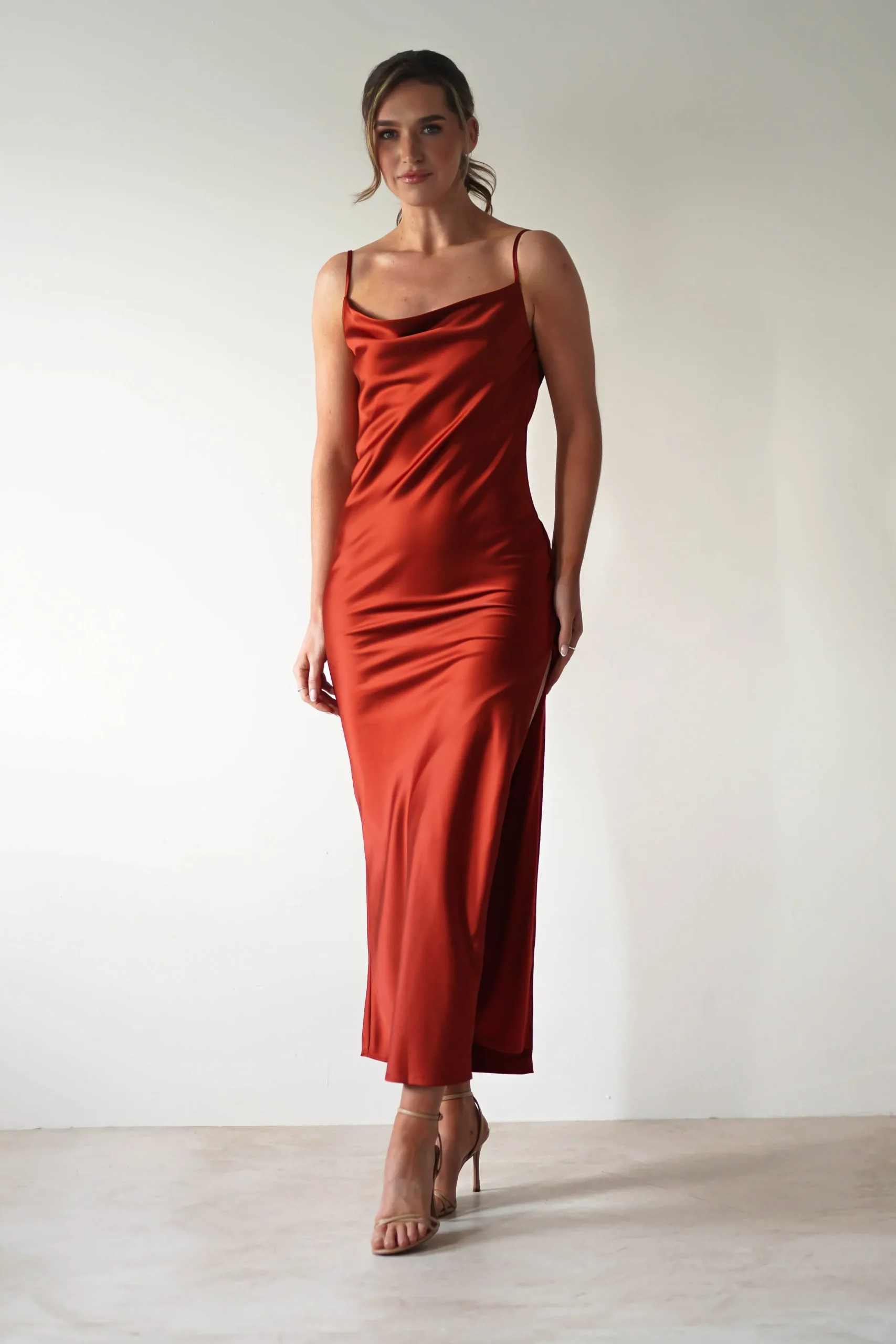 Best Luiza Low Back Satin Maxi Dress | Rust Lange Kleider|Maxikleider