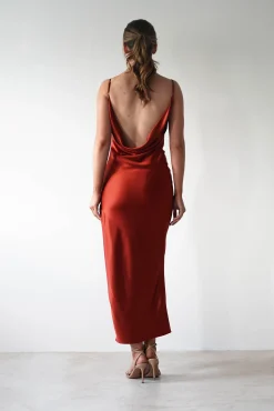 Best Luiza Low Back Satin Maxi Dress | Rust Lange Kleider|Maxikleider