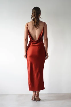 Best Luiza Low Back Satin Maxi Dress | Rust Lange Kleider|Maxikleider