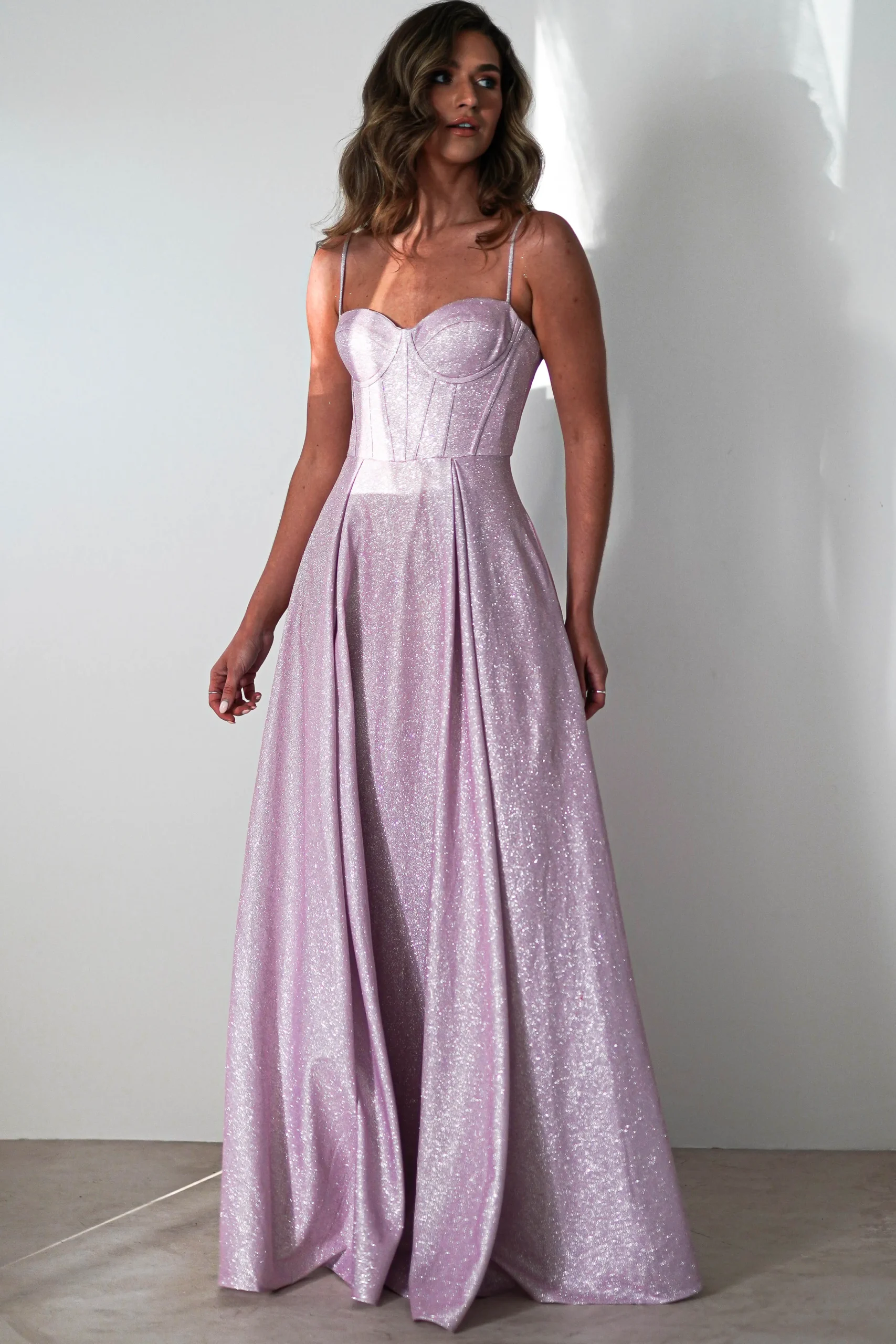 New Luna Glitter Corset Aline Gown | Pink Sommerkleider|Sommerkleider