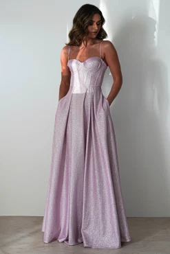 New Luna Glitter Corset Aline Gown | Pink Sommerkleider|Sommerkleider